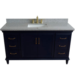 Bellaterra Home 61" Single vanity in White finish with Black galaxy and rectangle sink - Luxe Bathroom Vanities