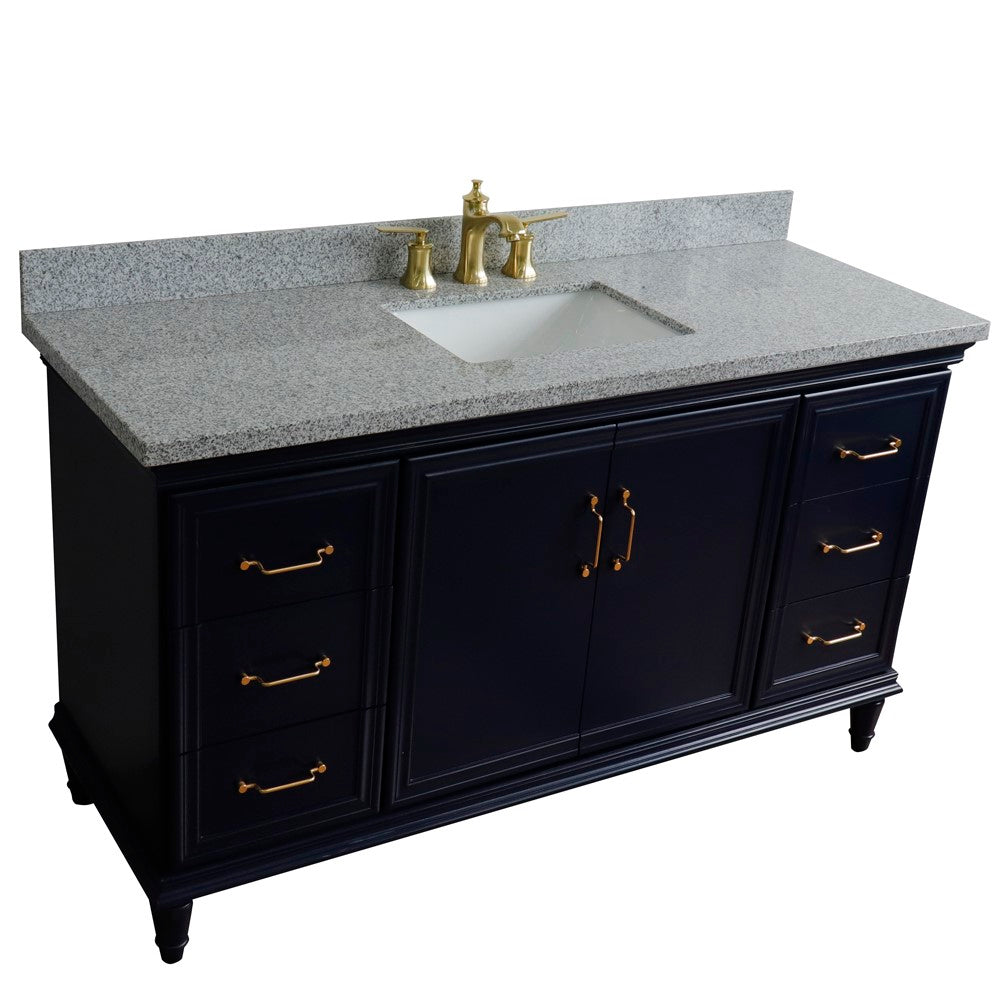 Bellaterra Home 61" Single vanity in White finish with Black galaxy and rectangle sink - Luxe Bathroom Vanities