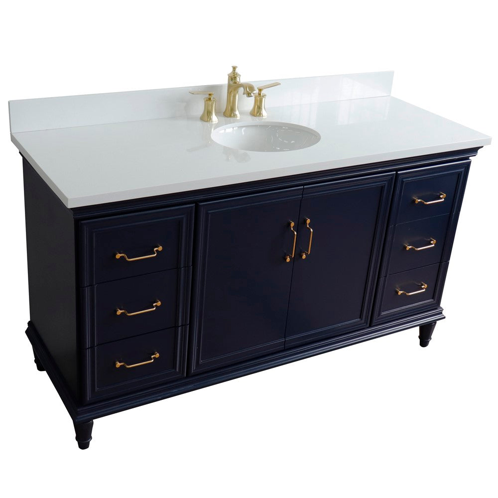 Bellaterra Home 61" Single vanity in White finish with Black galaxy and oval sink - Luxe Bathroom Vanities