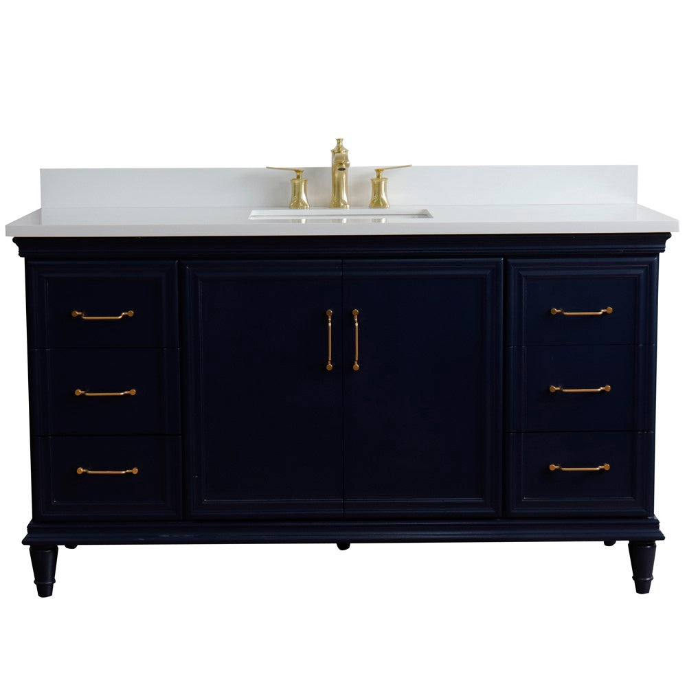 Bellaterra Home 61" Single vanity in White finish with Black galaxy and rectangle sink - Luxe Bathroom Vanities