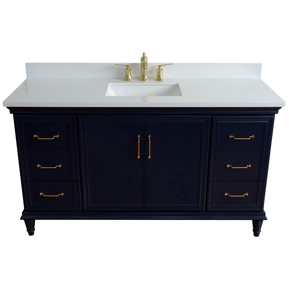 Bellaterra Home 61" Single vanity in White finish with Black galaxy and rectangle sink - Luxe Bathroom Vanities