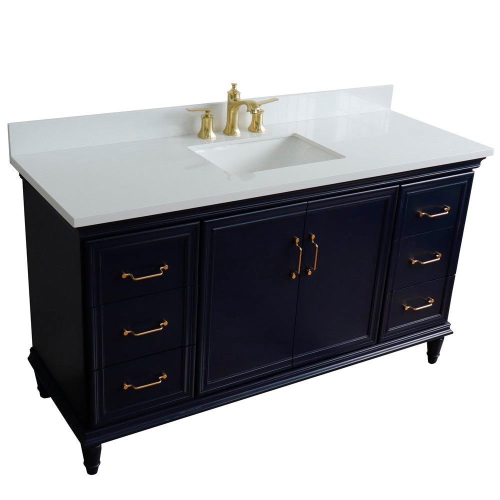 Bellaterra Home 61" Single vanity in White finish with Black galaxy and rectangle sink - Luxe Bathroom Vanities