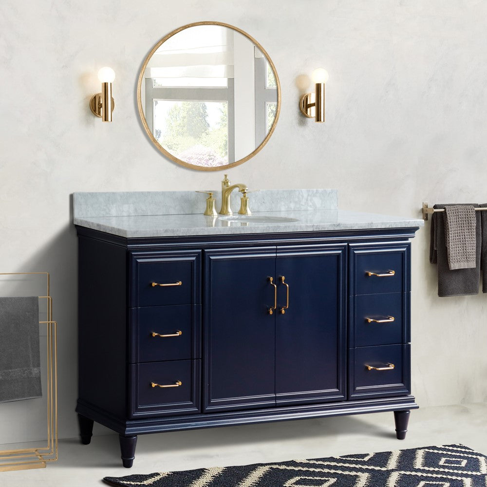 Bellaterra Home 61" Single vanity in White finish with Black galaxy and oval sink - Luxe Bathroom Vanities