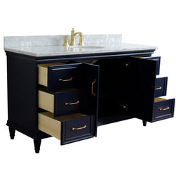 Bellaterra Home 61" Single vanity in White finish with Black galaxy and oval sink - Luxe Bathroom Vanities