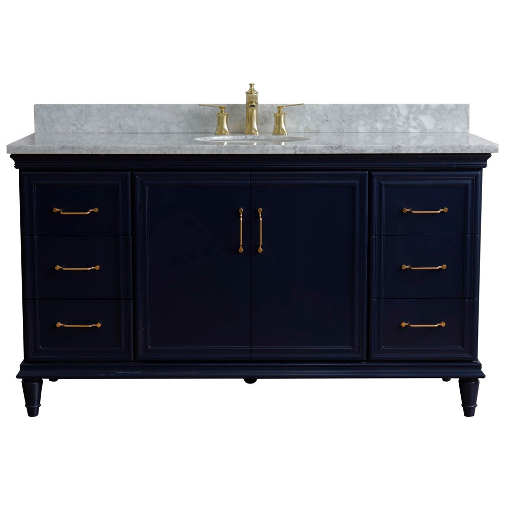 Bellaterra Home 61" Single vanity in White finish with Black galaxy and oval sink - Luxe Bathroom Vanities