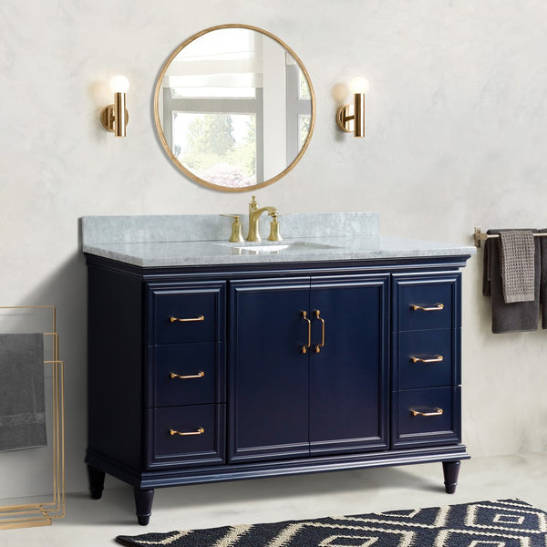 Bellaterra Home 61" Single vanity in White finish with Black galaxy and rectangle sink - Luxe Bathroom Vanities