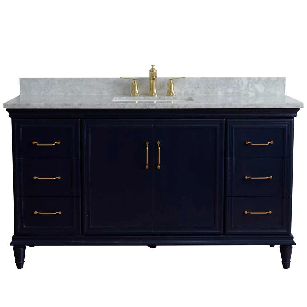 Bellaterra Home 61" Single vanity in White finish with Black galaxy and rectangle sink - Luxe Bathroom Vanities