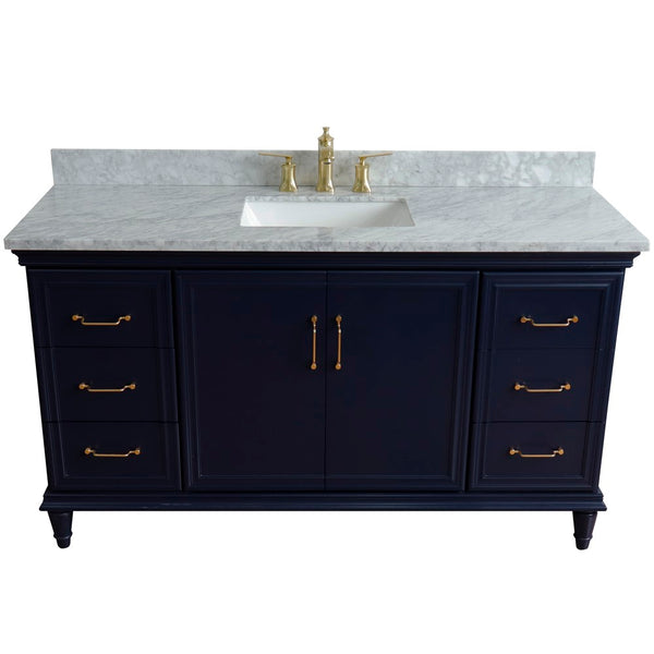 Bellaterra Home 61" Single vanity in White finish with Black galaxy and rectangle sink - Luxe Bathroom Vanities