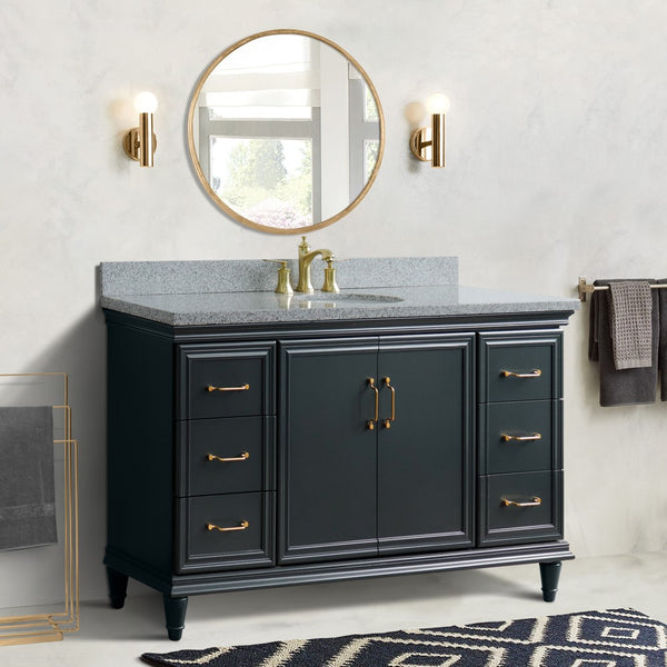 Bellaterra Home 61" Single vanity in White finish with Black galaxy and oval sink - Luxe Bathroom Vanities