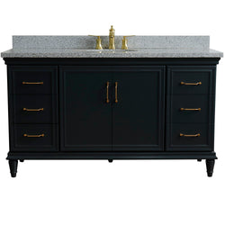 Bellaterra Home 61" Single vanity in White finish with Black galaxy and oval sink - Luxe Bathroom Vanities