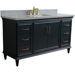 Bellaterra Home 61" Single vanity in White finish with Black galaxy and rectangle sink - Luxe Bathroom Vanities