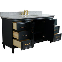 Bellaterra Home 61" Single vanity in White finish with Black galaxy and rectangle sink - Luxe Bathroom Vanities