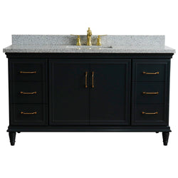 Bellaterra Home 61" Single vanity in White finish with Black galaxy and rectangle sink - Luxe Bathroom Vanities