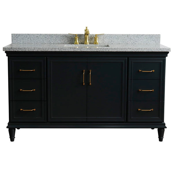 Bellaterra Home 61" Single vanity in White finish with Black galaxy and rectangle sink - Luxe Bathroom Vanities