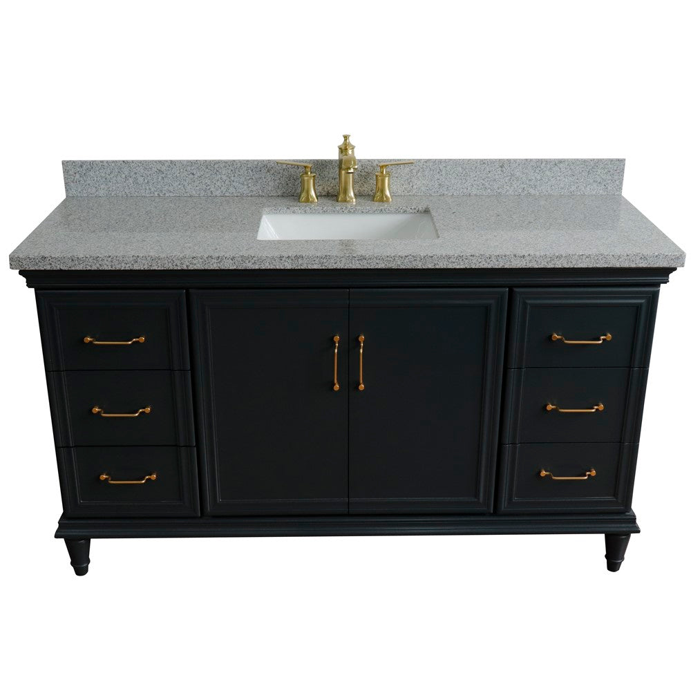 Bellaterra Home 61" Single vanity in White finish with Black galaxy and rectangle sink - Luxe Bathroom Vanities