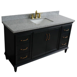 Bellaterra Home 61" Single vanity in White finish with Black galaxy and rectangle sink - Luxe Bathroom Vanities