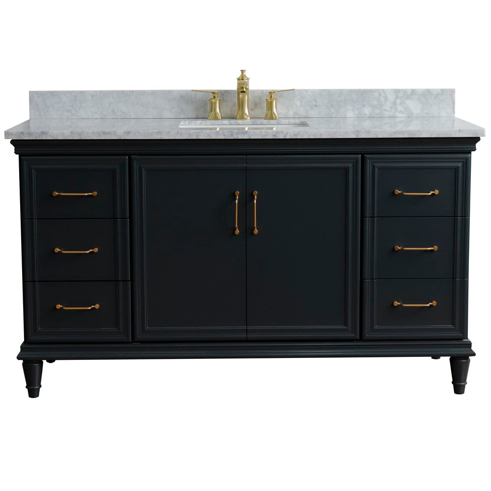 Bellaterra Home 61" Single vanity in White finish with Black galaxy and rectangle sink - Luxe Bathroom Vanities