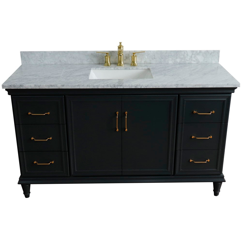 Bellaterra Home 61" Single vanity in White finish with Black galaxy and rectangle sink - Luxe Bathroom Vanities