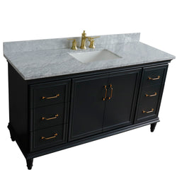 Bellaterra Home 61" Single vanity in White finish with Black galaxy and rectangle sink - Luxe Bathroom Vanities