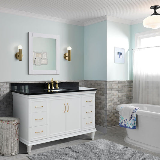 Bellaterra Home 61" Single vanity in White finish with Black galaxy and rectangle sink - Luxe Bathroom Vanities
