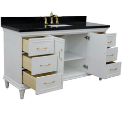 Bellaterra Home 61" Single vanity in White finish with Black galaxy and rectangle sink - Luxe Bathroom Vanities