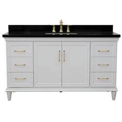 Bellaterra Home 61" Single vanity in White finish with Black galaxy and rectangle sink - Luxe Bathroom Vanities