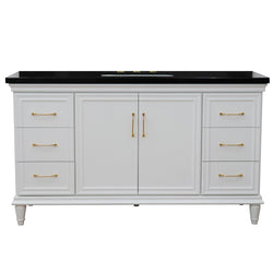 Bellaterra Home 61" Single vanity in White finish with Black galaxy and rectangle sink - Luxe Bathroom Vanities