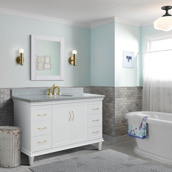Bellaterra Home 61" Single vanity in White finish with Black galaxy and oval sink - Luxe Bathroom Vanities