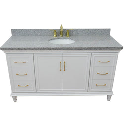 Bellaterra Home 61" Single vanity in White finish with Black galaxy and oval sink - Luxe Bathroom Vanities