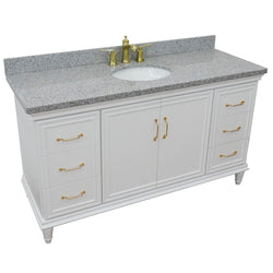 Bellaterra Home 61" Single vanity in White finish with Black galaxy and oval sink - Luxe Bathroom Vanities