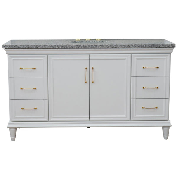 Bellaterra Home 61" Single vanity in White finish with Black galaxy and oval sink - Luxe Bathroom Vanities