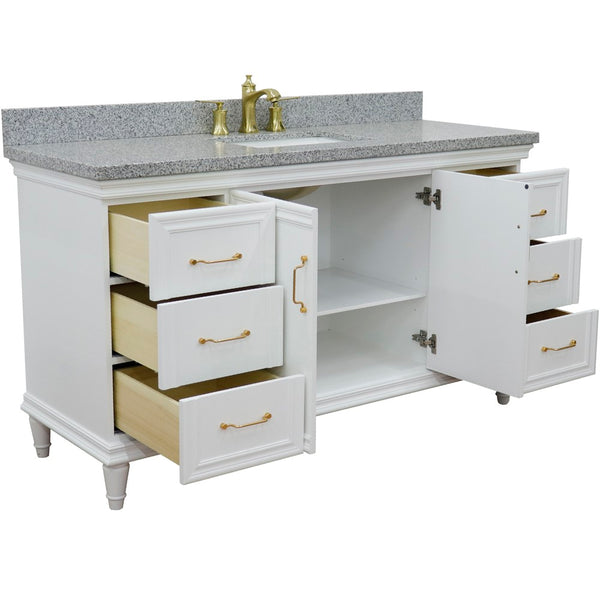 Bellaterra Home 61" Single vanity in White finish with Black galaxy and rectangle sink - Luxe Bathroom Vanities