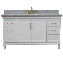 Bellaterra Home 61" Single vanity in White finish with Black galaxy and rectangle sink - Luxe Bathroom Vanities