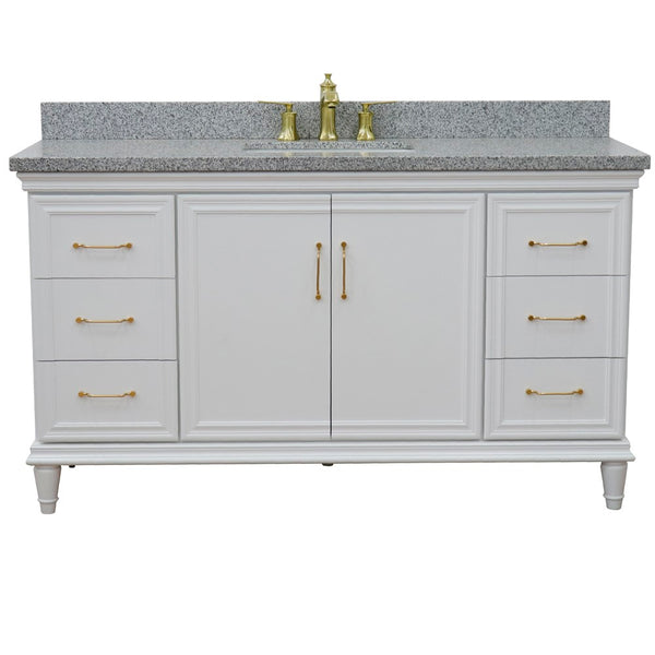 Bellaterra Home 61" Single vanity in White finish with Black galaxy and rectangle sink - Luxe Bathroom Vanities