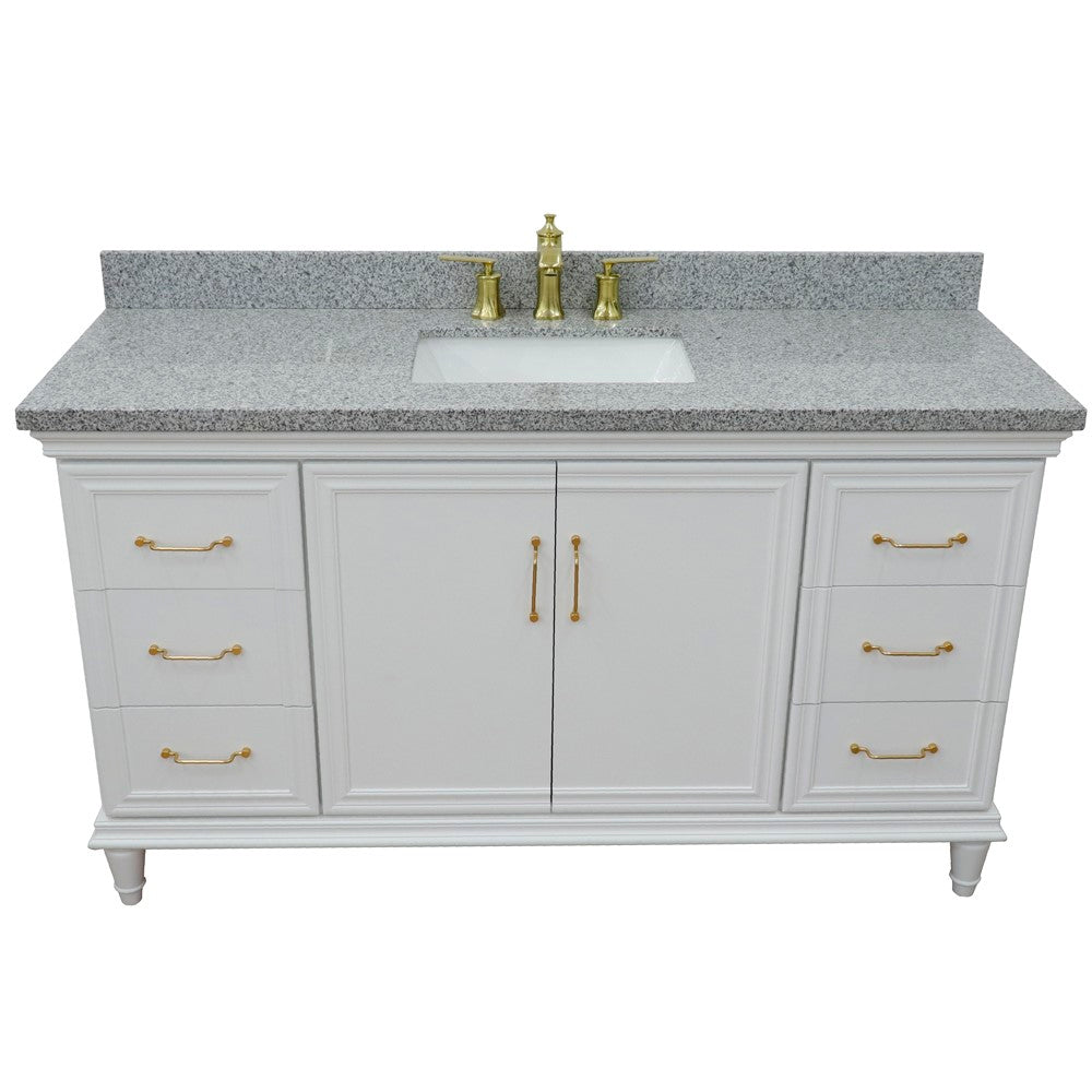 Bellaterra Home 61" Single vanity in White finish with Black galaxy and rectangle sink - Luxe Bathroom Vanities