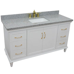 Bellaterra Home 61" Single vanity in White finish with Black galaxy and rectangle sink - Luxe Bathroom Vanities