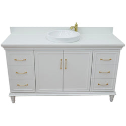 Bellaterra Home 61" Single vanity in White finish with Black galaxy and round sink - Luxe Bathroom Vanities
