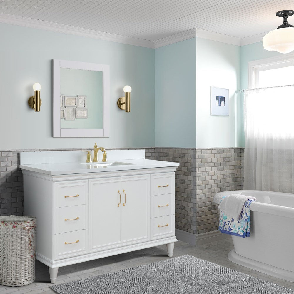 Bellaterra Home 61" Single vanity in White finish with Black galaxy and rectangle sink - Luxe Bathroom Vanities