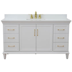 Bellaterra Home 61" Single vanity in White finish with Black galaxy and rectangle sink - Luxe Bathroom Vanities