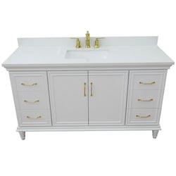 Bellaterra Home 61" Single vanity in White finish with Black galaxy and rectangle sink - Luxe Bathroom Vanities