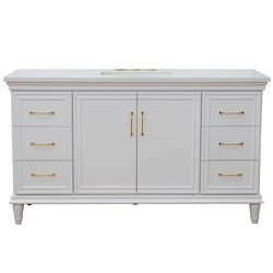 Bellaterra Home 61" Single vanity in White finish with Black galaxy and rectangle sink - Luxe Bathroom Vanities