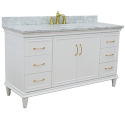 Bellaterra Home 61" Single vanity in White finish with Black galaxy and oval sink - Luxe Bathroom Vanities