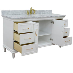 Bellaterra Home 61" Single vanity in White finish with Black galaxy and oval sink - Luxe Bathroom Vanities