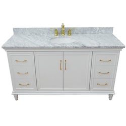 Bellaterra Home 61" Single vanity in White finish with Black galaxy and oval sink - Luxe Bathroom Vanities