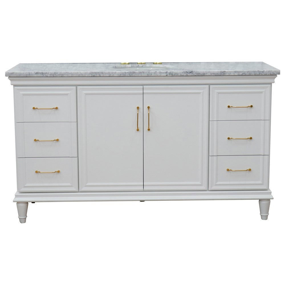 Bellaterra Home 61" Single vanity in White finish with Black galaxy and oval sink - Luxe Bathroom Vanities