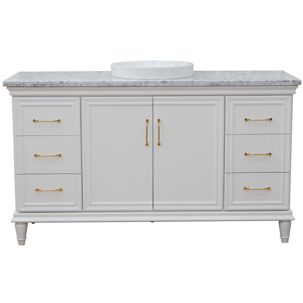 Bellaterra Home 61" Single vanity in White finish with Black galaxy and round sink - Luxe Bathroom Vanities