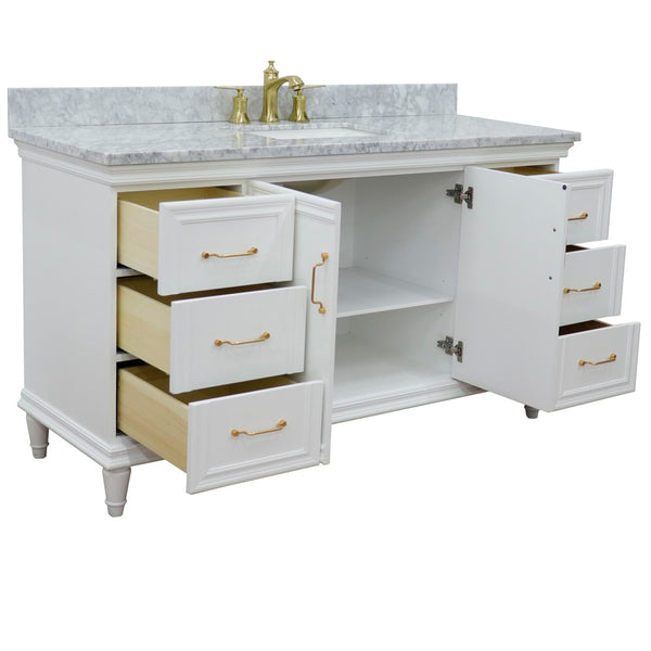 Bellaterra Home 61" Single vanity in White finish with Black galaxy and rectangle sink - Luxe Bathroom Vanities