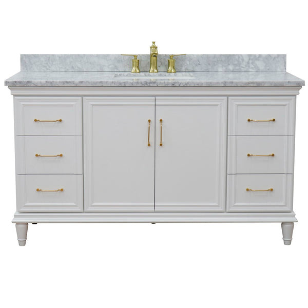 Bellaterra Home 61" Single vanity in White finish with Black galaxy and rectangle sink - Luxe Bathroom Vanities