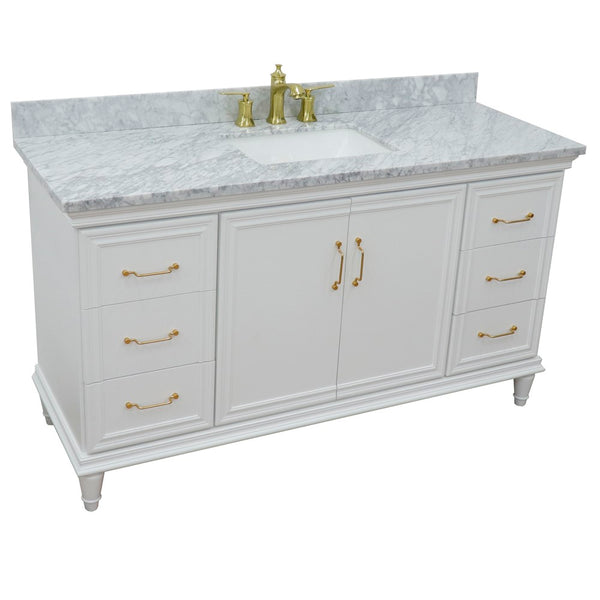 Bellaterra Home 61" Single vanity in White finish with Black galaxy and rectangle sink - Luxe Bathroom Vanities