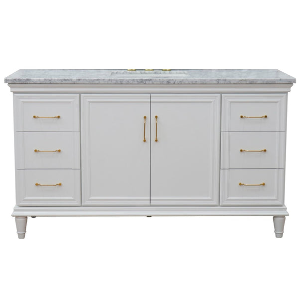 Bellaterra Home 61" Single vanity in White finish with Black galaxy and rectangle sink - Luxe Bathroom Vanities